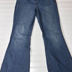 Celebrity Pink High Rise Flare Jeans Size 13/31 Exposed Button Fly Blue Wash